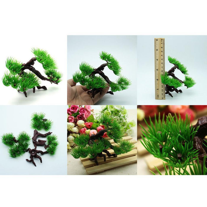 Crofta 2 Piece Artificial Plant Plastic Green Pine Tree Aquarium Fish Tank Decor