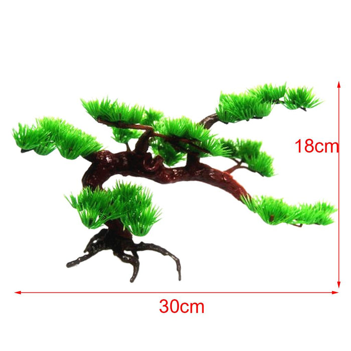 Crofta 2 Piece Artificial Plant Plastic Green Pine Tree Aquarium Fish Tank Decor