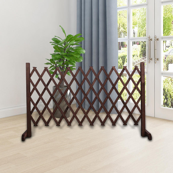 Crofta Wooden Dog Gate Door Expanding Folding Fence Accessory Professional Foldable 190cmx90cm Brown