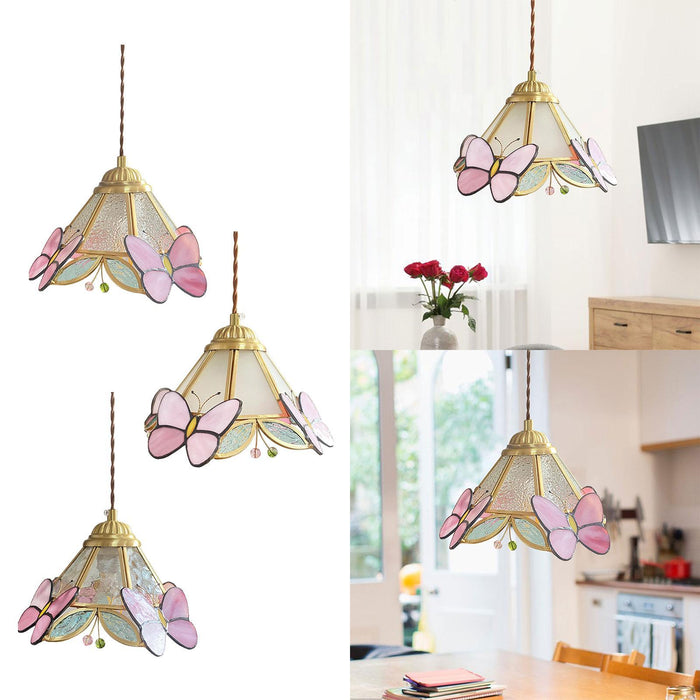 Crofta Pendant Lamp Craft Sturdy Stained Glass Lamp for Indoor Hallway Entryway Frosted