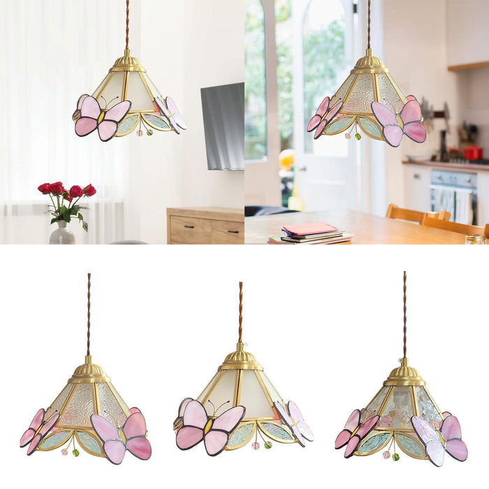 Crofta Pendant Lamp Craft Sturdy Stained Glass Lamp for Indoor Hallway Entryway Frosted