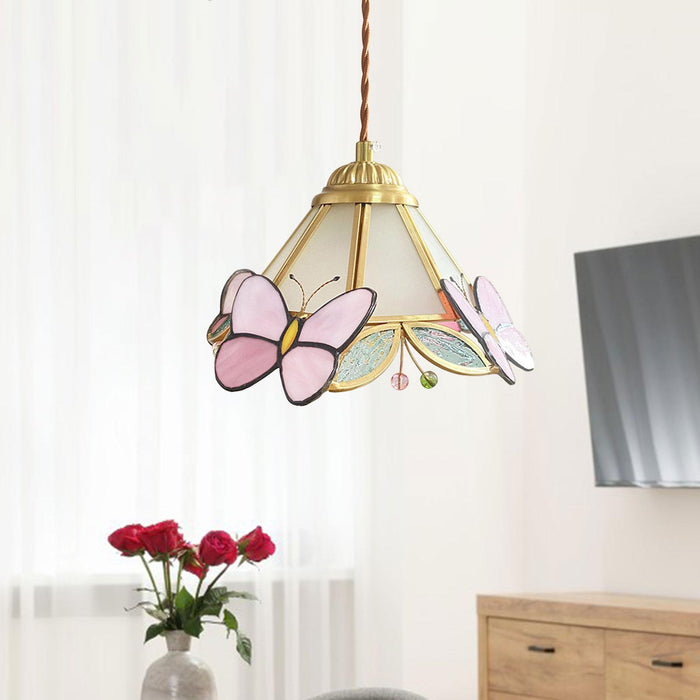 Crofta Pendant Lamp Craft Sturdy Stained Glass Lamp for Indoor Hallway Entryway Frosted