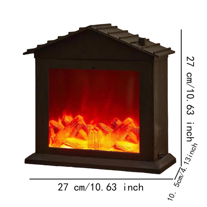 Crofta Fireplace Lantern LED Flame Christmas Ornaments Patio Parties Room Decor Triangular roof