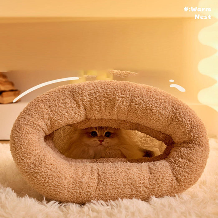 Crofta Winter Warm Cat Bed Non Slip Bottom for Indoor Cats Comfortable Cat Bed Cave M