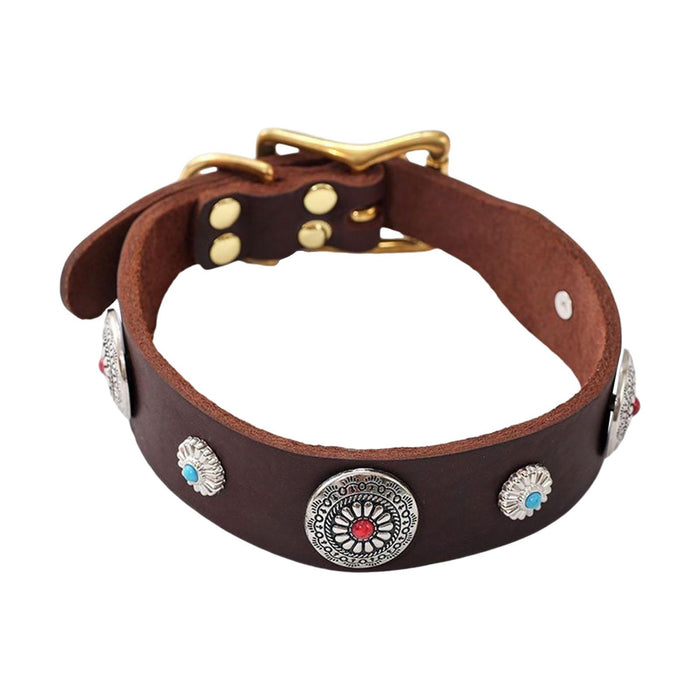 Crofta Dog Collar Retro Adjustable Puppy Collar for Training Outdoor Walking L