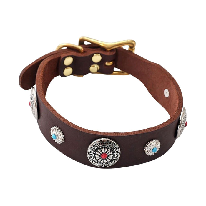 Crofta Dog Collar Retro Adjustable Puppy Collar for Training Outdoor Walking L