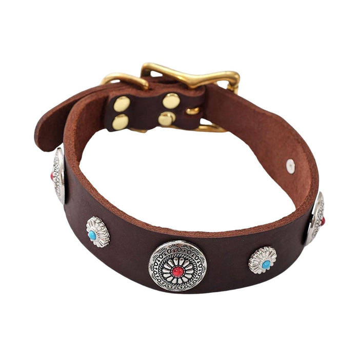 Crofta Dog Collar Retro Adjustable Puppy Collar for Training Outdoor Walking L