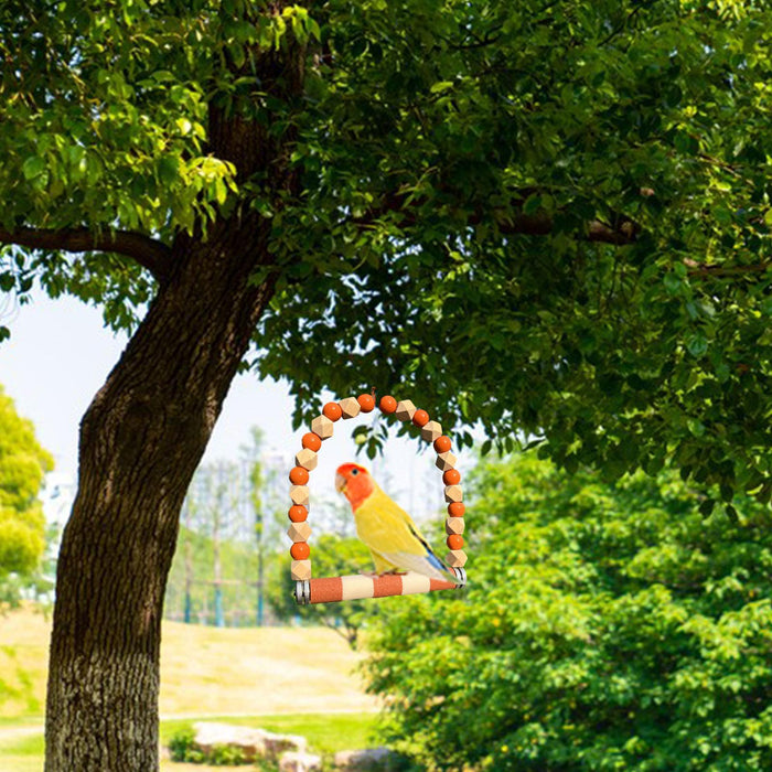 Crofta Wooden Bird Swing Parrot Cage Hanging Swing for Parakeets Cockatiels Parrots Orange