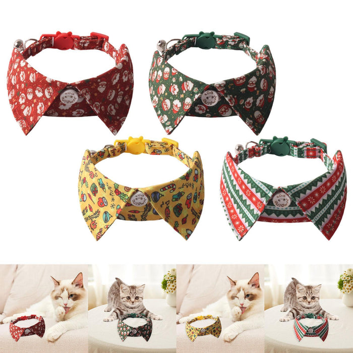 Crofta Christmas Cat Bowtie Adjustable Festive Cat Accessory for Kittens Small Dogs red