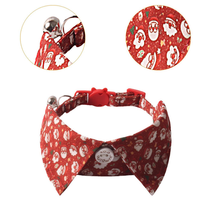 Crofta Christmas Cat Bowtie Adjustable Festive Cat Accessory for Kittens Small Dogs red