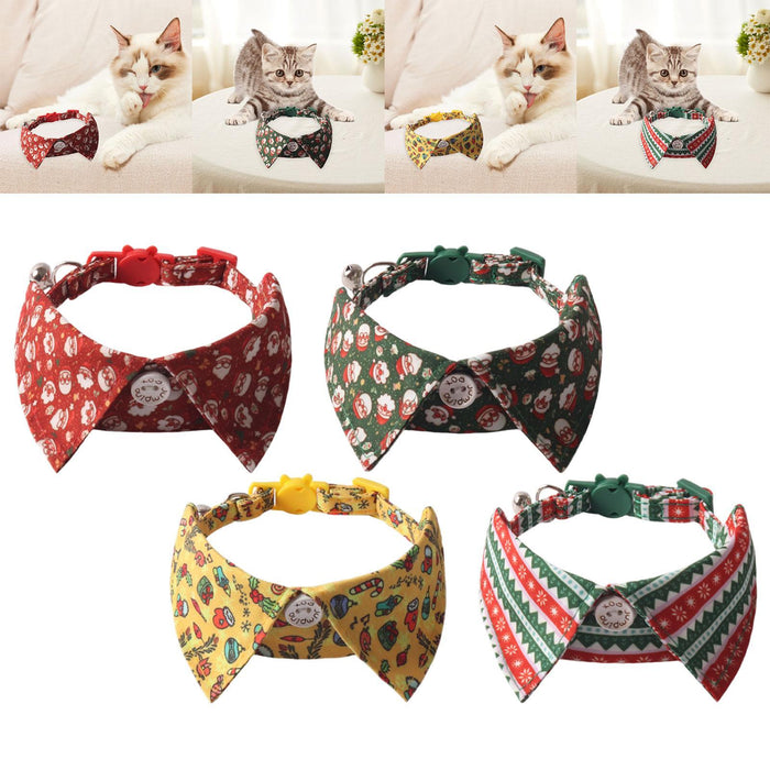 Crofta Christmas Cat Bowtie Adjustable Festive Cat Accessory for Kittens Small Dogs red