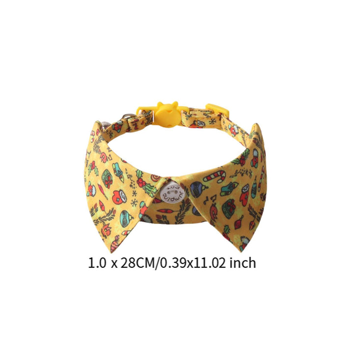 Crofta Christmas Cat Bowtie Adjustable Festive Cat Accessory for Kittens Small Dogs yellow