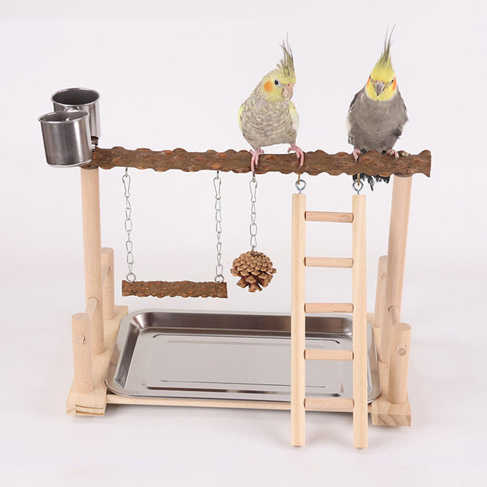 Crofta Wooden Bird Playground Exercise Activity Center for Cage Accessories Conures