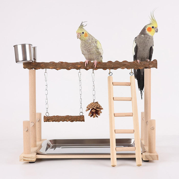 Crofta Wooden Bird Playground Exercise Activity Center for Cage Accessories Conures