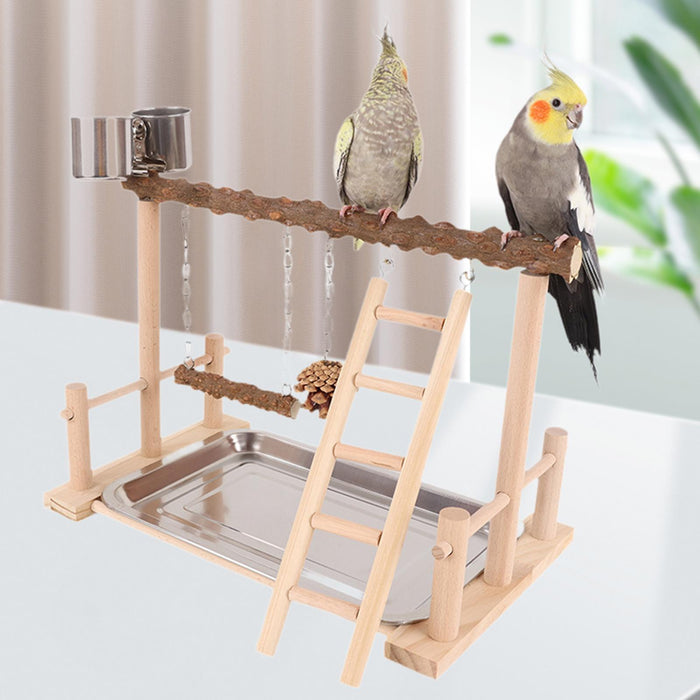 Crofta Wooden Bird Playground Exercise Activity Center for Cage Accessories Conures