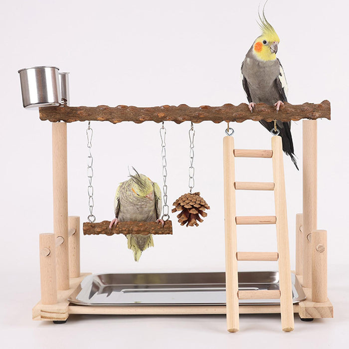 Crofta Wooden Bird Playground Exercise Activity Center for Cage Accessories Conures