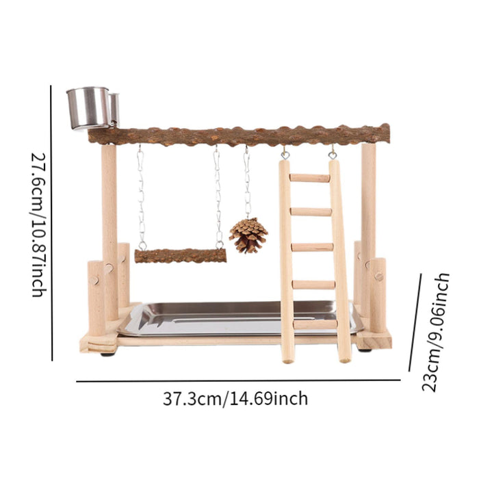 Crofta Wooden Bird Playground Exercise Activity Center for Cage Accessories Conures