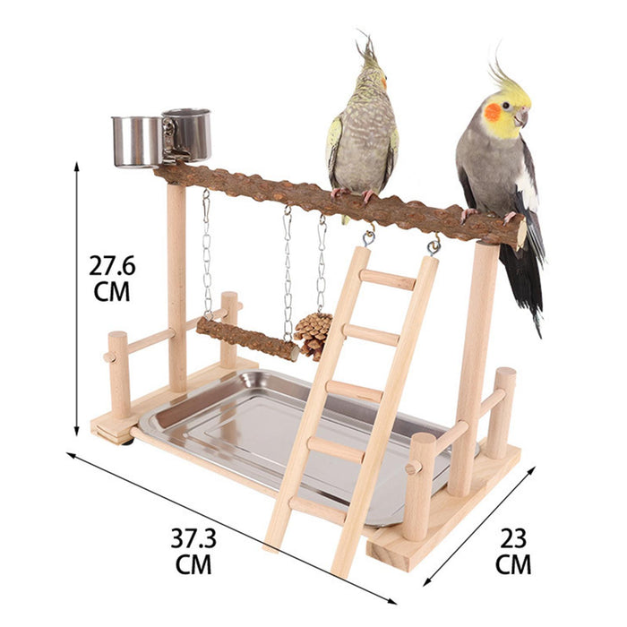 Crofta Wooden Bird Playground Exercise Activity Center for Cage Accessories Conures