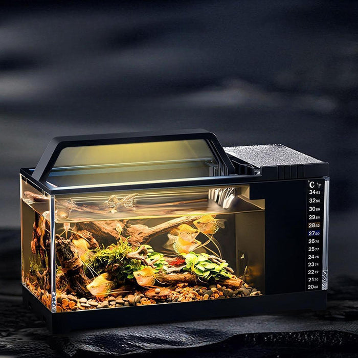 Crofta Micro Landscape Fish Tank Sturdy Mini Fish Tank for Tabletop Household Decor black