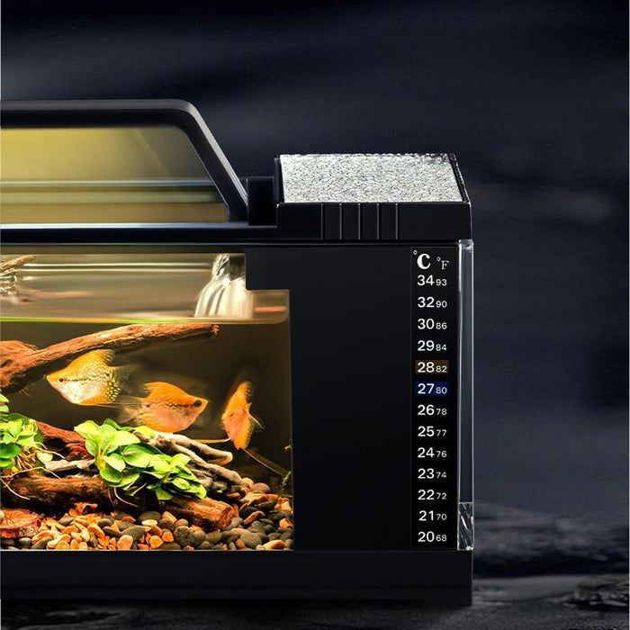 Crofta Micro Landscape Fish Tank Sturdy Mini Fish Tank for Tabletop Household Decor black