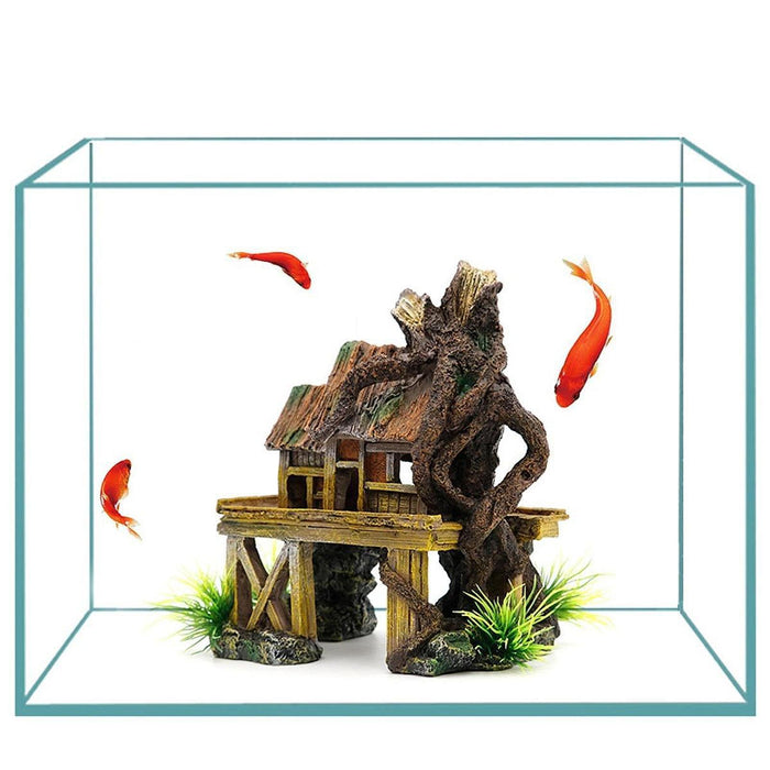 Crofta Fish Tank Decoration Artificial Fish Reptile House Hiding Snails Aquascaping