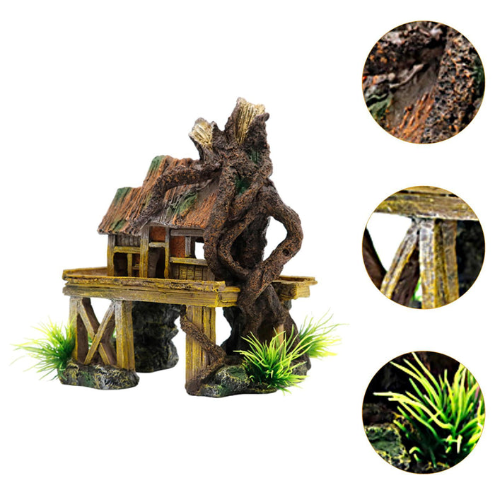 Crofta Fish Tank Decoration Artificial Fish Reptile House Hiding Snails Aquascaping