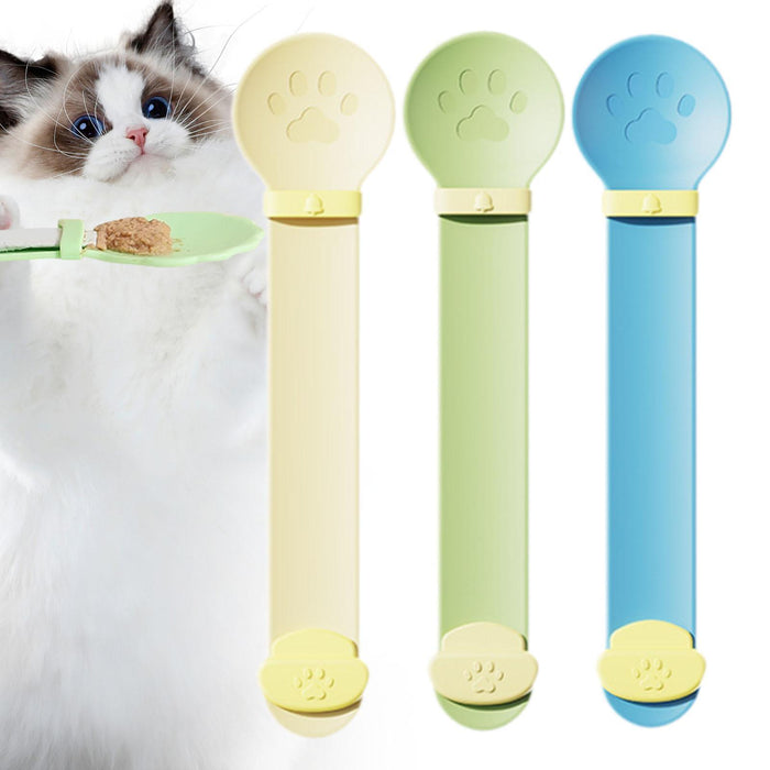 Crofta Cat Strip Squeeze Spoon Multi Use Cat Wet Feeder for Cat Kitten Wet Food Yellow