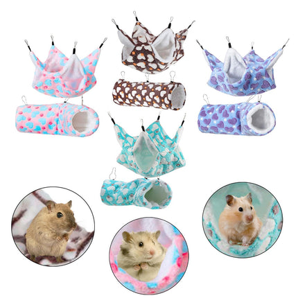 Crofta 2 Pieces Hanging Hamster Toys Warm Fleece for Sugar Glider Rat Small Animals Coffee