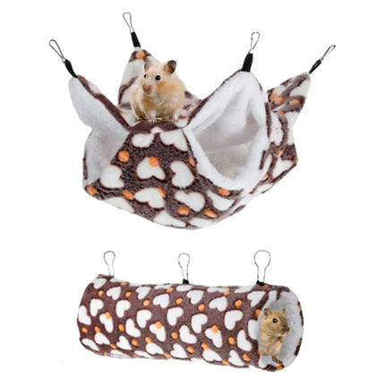 Crofta 2 Pieces Hanging Hamster Toys Warm Fleece for Sugar Glider Rat Small Animals Coffee