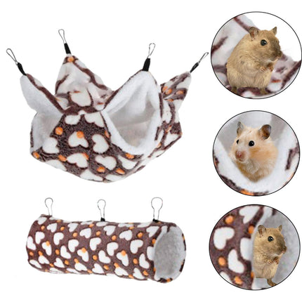 Crofta 2 Pieces Hanging Hamster Toys Warm Fleece for Sugar Glider Rat Small Animals Coffee