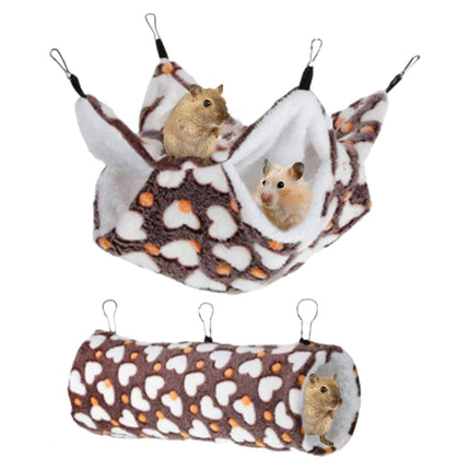 Crofta 2 Pieces Hanging Hamster Toys Warm Fleece for Sugar Glider Rat Small Animals Coffee