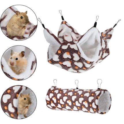 Crofta 2 Pieces Hanging Hamster Toys Warm Fleece for Sugar Glider Rat Small Animals Coffee