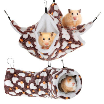 Crofta 2 Pieces Hanging Hamster Toys Warm Fleece for Sugar Glider Rat Small Animals Coffee