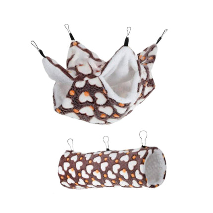 Crofta 2 Pieces Hanging Hamster Toys Warm Fleece for Sugar Glider Rat Small Animals Coffee