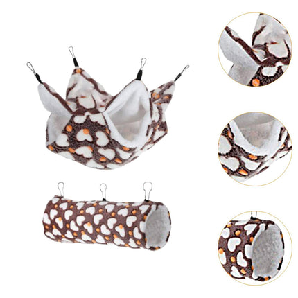 Crofta 2 Pieces Hanging Hamster Toys Warm Fleece for Sugar Glider Rat Small Animals Coffee