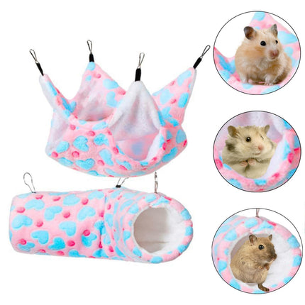 Crofta 2 Pieces Hanging Hamster Toys Warm Fleece for Sugar Glider Rat Small Animals Pink