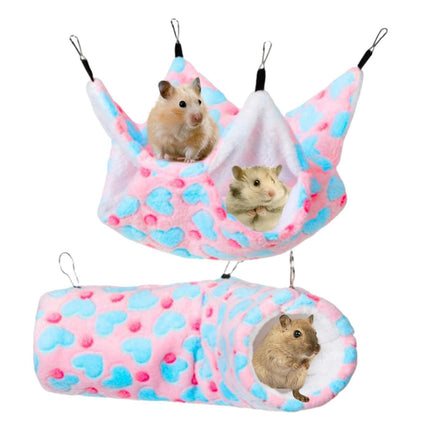 Crofta 2 Pieces Hanging Hamster Toys Warm Fleece for Sugar Glider Rat Small Animals Pink