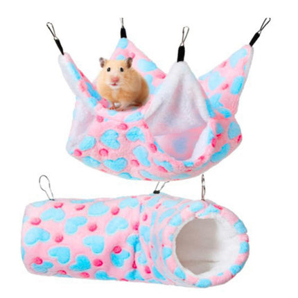 Crofta 2 Pieces Hanging Hamster Toys Warm Fleece for Sugar Glider Rat Small Animals Pink