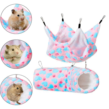 Crofta 2 Pieces Hanging Hamster Toys Warm Fleece for Sugar Glider Rat Small Animals Pink