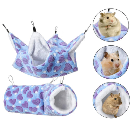 Crofta 2 Pieces Hanging Hamster Toys Warm Fleece for Sugar Glider Rat Small Animals Violet