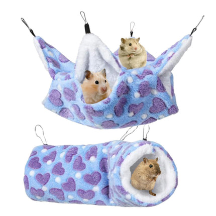 Crofta 2 Pieces Hanging Hamster Toys Warm Fleece for Sugar Glider Rat Small Animals Violet