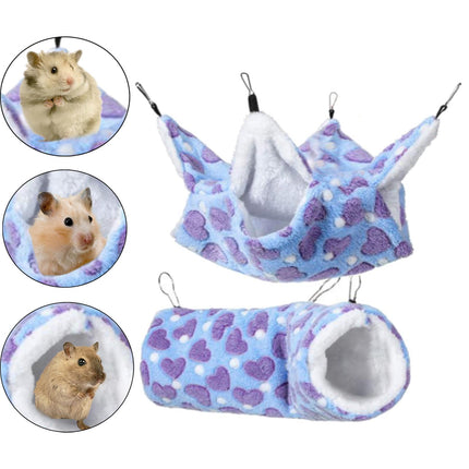 Crofta 2 Pieces Hanging Hamster Toys Warm Fleece for Sugar Glider Rat Small Animals Violet