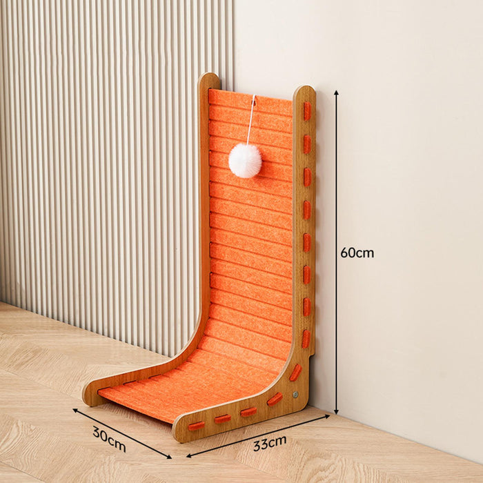 Crofta Cat Scratch Post Lounge Bed L Scratcher Felt Gifts Wood Cardboard Pad orange