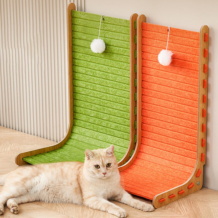 Crofta Cat Scratch Post Lounge Bed L Scratcher Felt Gifts Wood Cardboard Pad orange