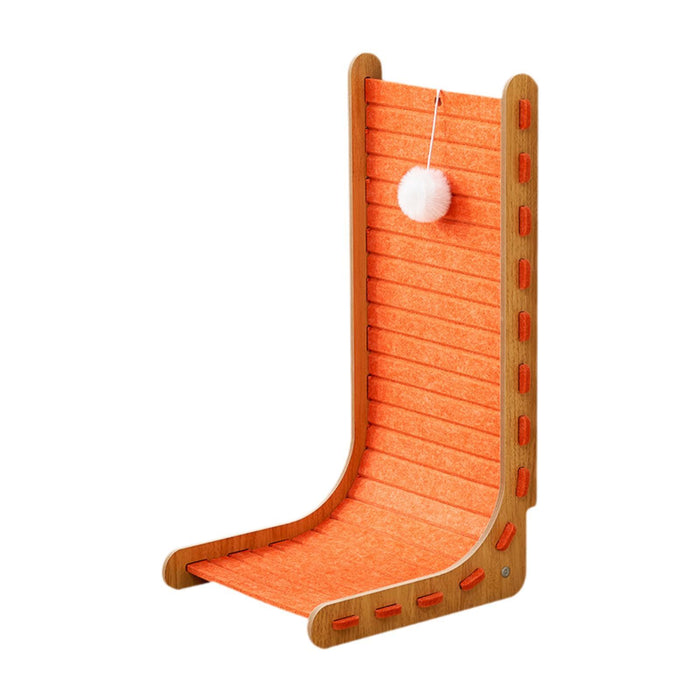 Crofta Cat Scratch Post Lounge Bed L Scratcher Felt Gifts Wood Cardboard Pad orange