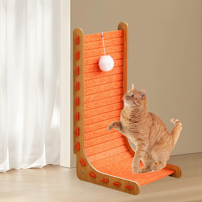 Crofta Cat Scratch Post Lounge Bed L Scratcher Felt Gifts Wood Cardboard Pad orange