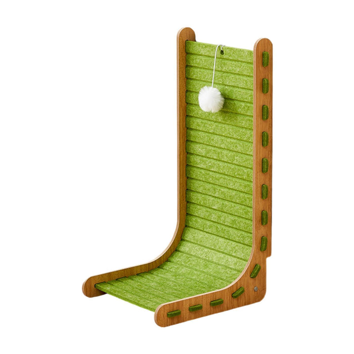 Crofta Cat Scratch Post Lounge Bed L Scratcher Felt Gifts Wood Cardboard Pad green