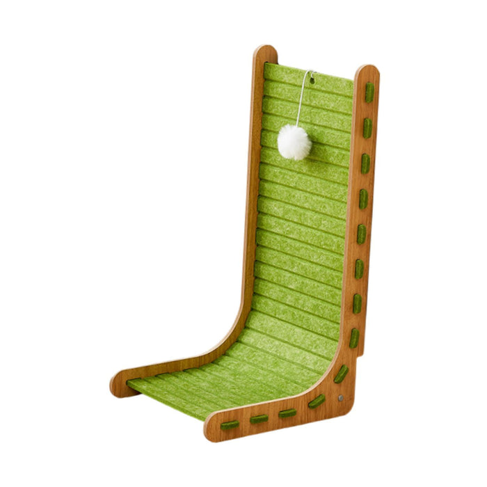 Crofta Cat Scratch Post Lounge Bed L Scratcher Felt Gifts Wood Cardboard Pad green