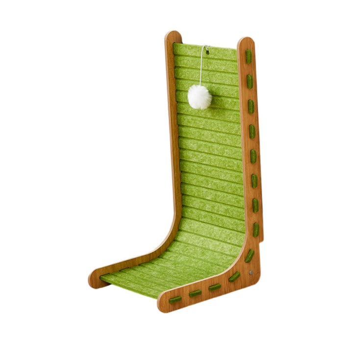 Crofta Cat Scratch Post Lounge Bed L Scratcher Felt Gifts Wood Cardboard Pad green