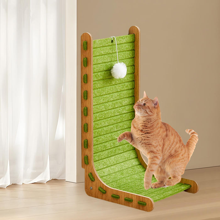 Crofta Cat Scratch Post Lounge Bed L Scratcher Felt Gifts Wood Cardboard Pad green